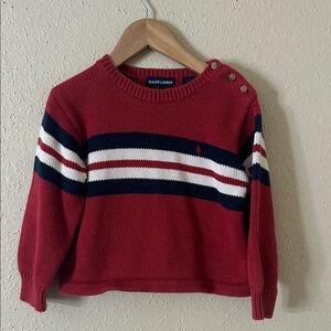 Vintage Ralph Lauren Kids Red and Navy Striped Sweater